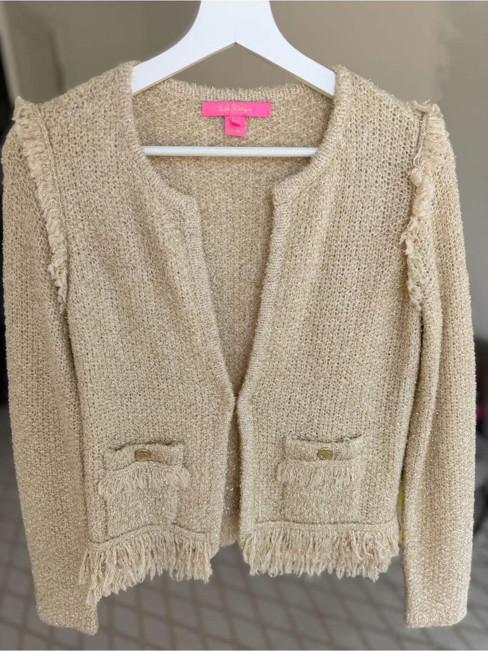 Lilly Pulitzer - Gold Boucle Fringe Cardigan